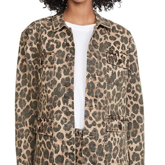 Pam & Gela Leopard Print Trucker Denim Jacket Women's Size Medium - Picture 2 of 8